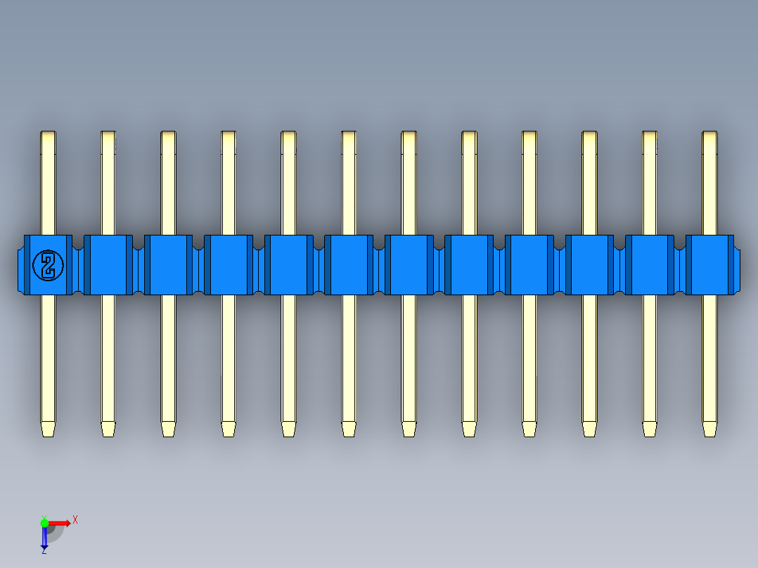 彩色公排针 100mil 2.54mm 系列-DS1022_blue_2x12p_100mil_TypeD_rev1.0俯视图