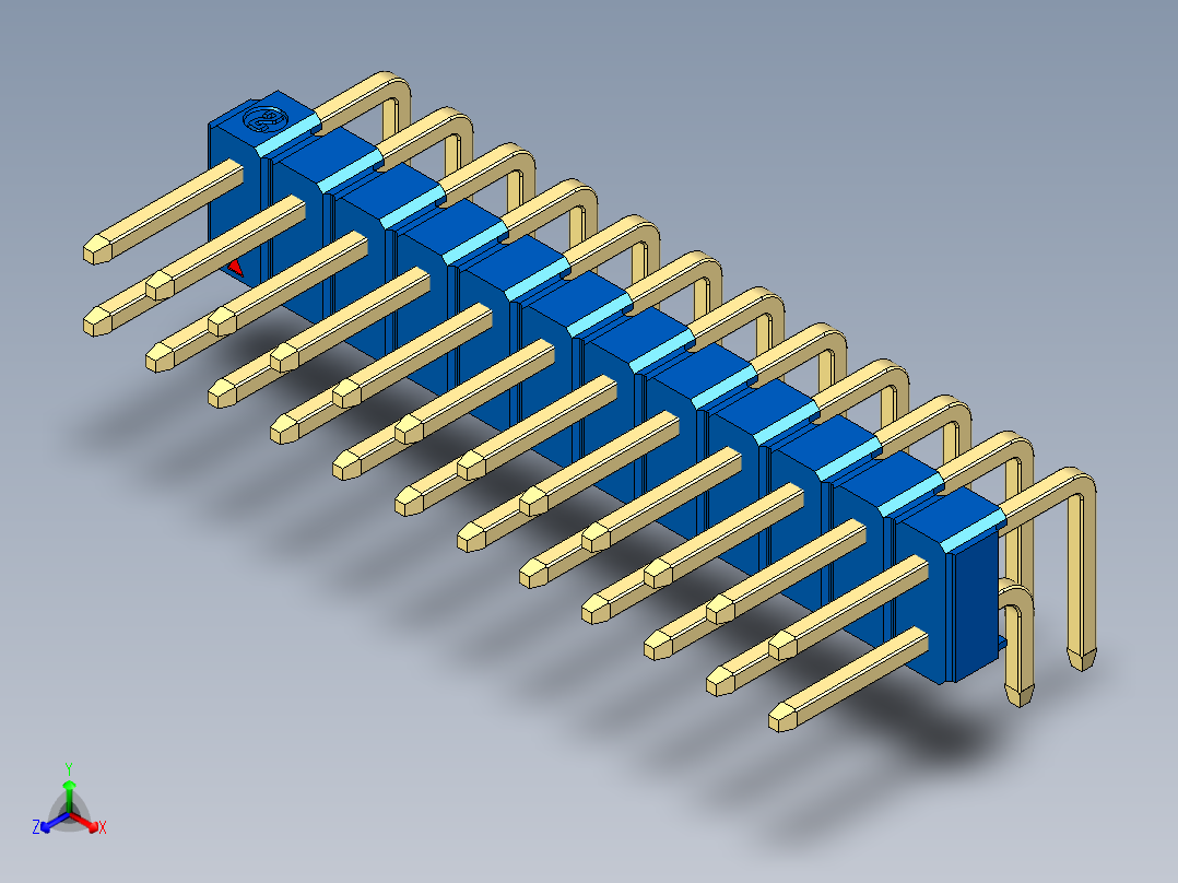 彩色公排针 100mil 2.54mm 系列-DS1022_blue_2x12p_100mil_TypeD_rev1.0正等轴测图