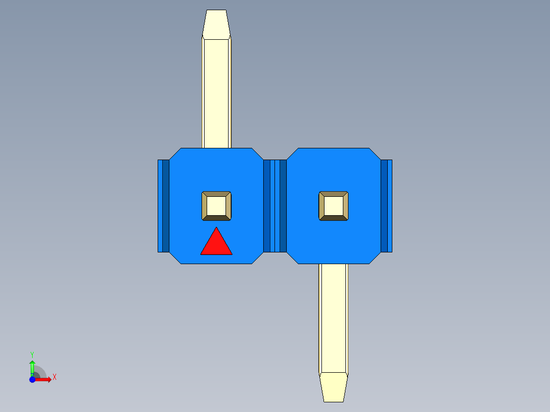 彩色公排针 100mil 2.54mm 系列-DS1022_blue_02p_100mil_Type_SMT_R1_rev1.0前视图