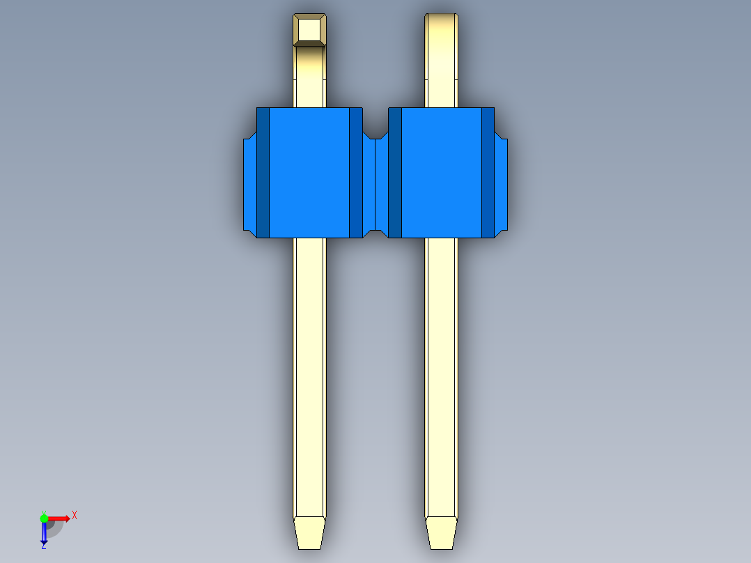 彩色公排针 100mil 2.54mm 系列-DS1022_blue_02p_100mil_Type_SMT_R1_rev1.0俯视图