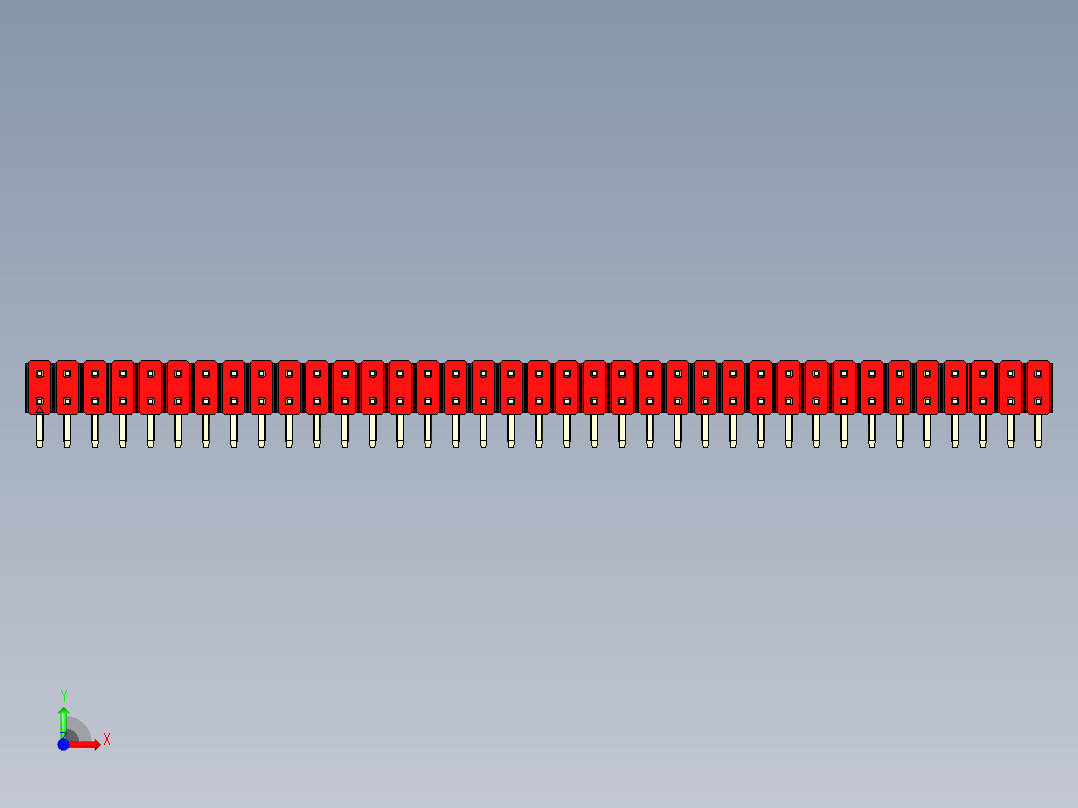 彩色公排针 100mil 2.54mm 系列-DS1022_red_2x37p_100mil_TypeD_rev1.0前视图