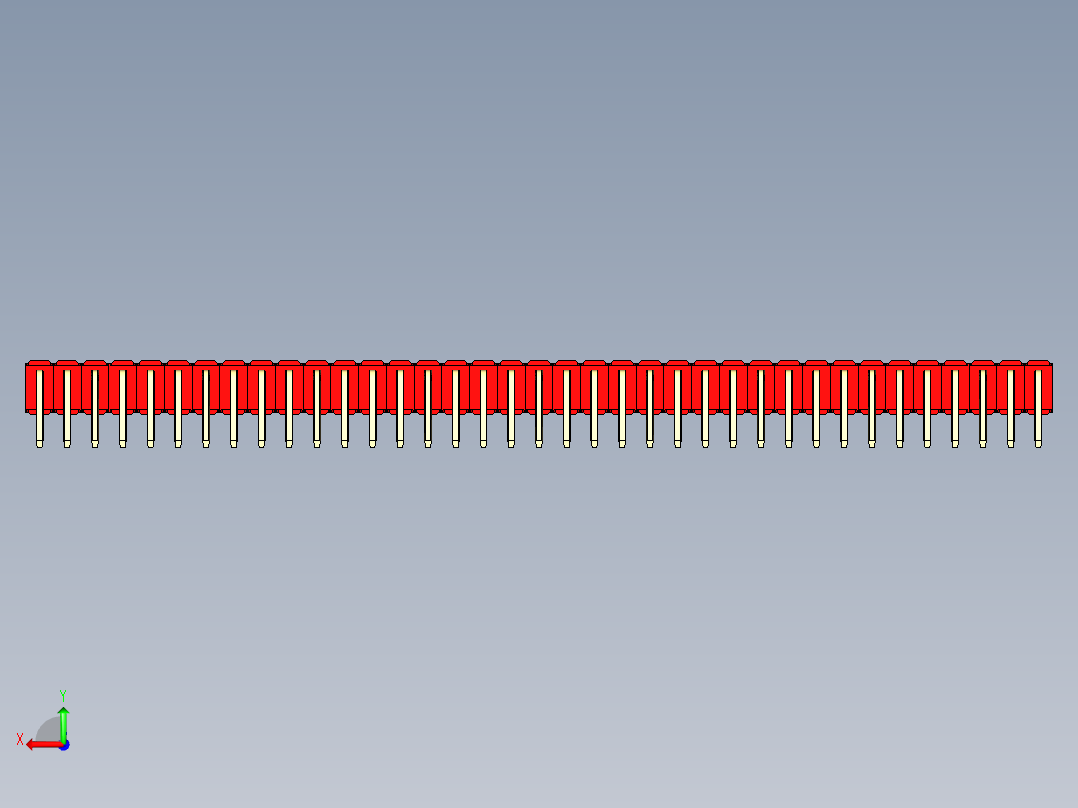 彩色公排针 100mil 2.54mm 系列-DS1022_red_2x37p_100mil_TypeD_rev1.0后视图