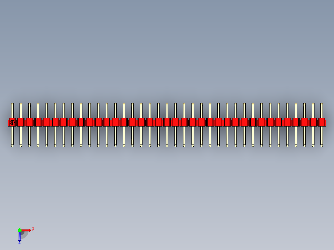 彩色公排针 100mil 2.54mm 系列-DS1022_red_2x37p_100mil_TypeD_rev1.0俯视图