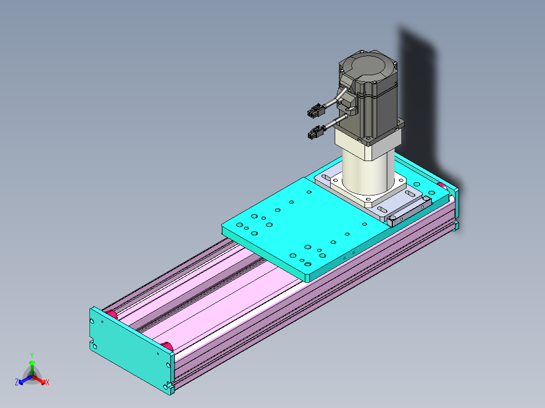 东锦齿条传动DH175G-L167-S250-BU-减速机+750W正等轴测图