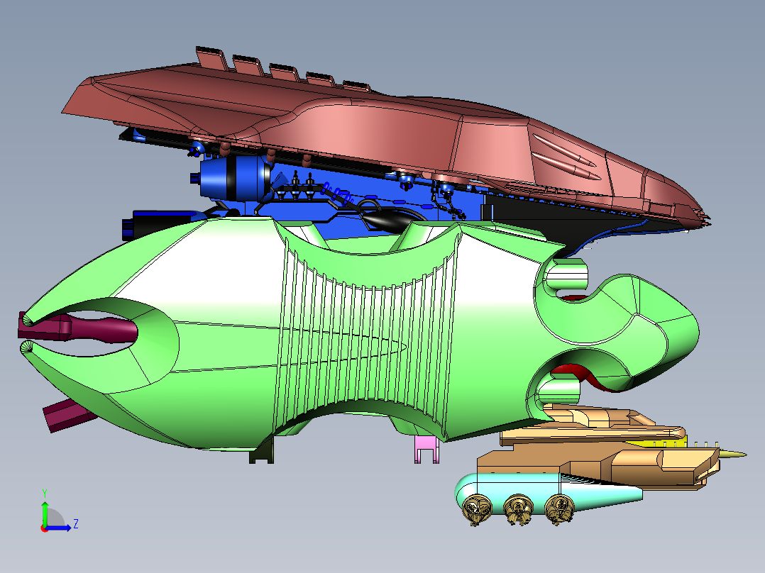 怪兽型外星飞船左视图