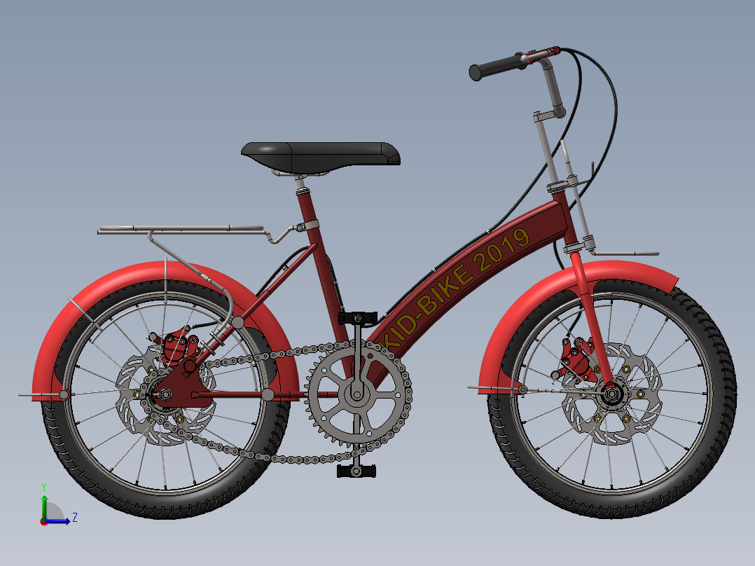 56---儿童单车（小型）sw2010三维图纸模型设计图纸左视图