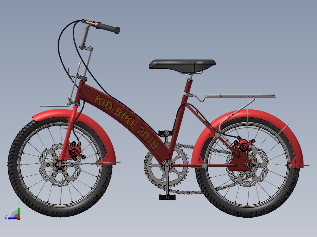56---儿童单车（小型）sw2010三维图纸模型设计图纸右视图