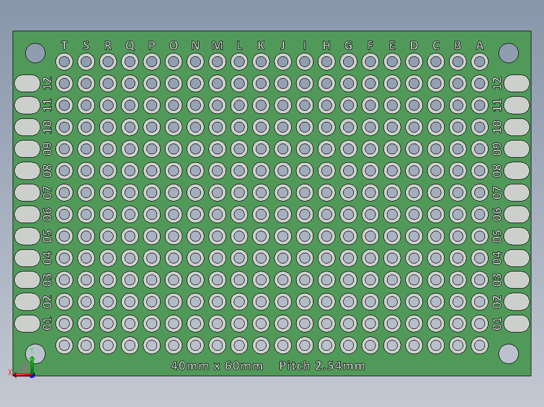 电容器 二极管 电阻器-40mm x 60mm Proto PCB后视图