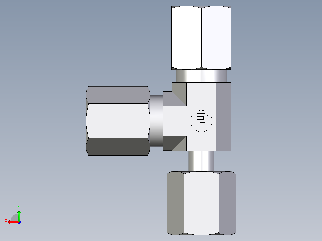 卡套式工业通用硬管接头EO_Standpipe_run_tee_EVL06LCF后视图