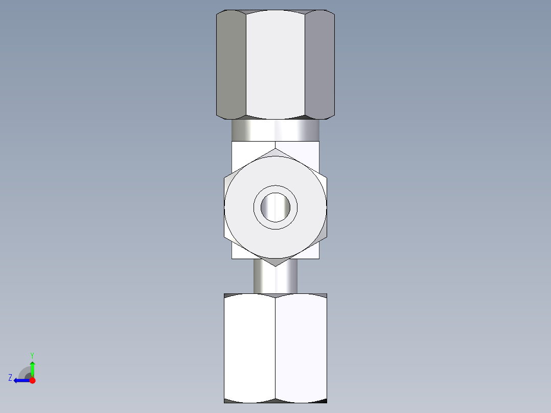 卡套式工业通用硬管接头EO_Standpipe_run_tee_EVL06LCF右视图