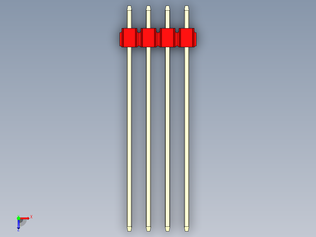 彩色公头100mil（2.54mm）系列-DS1021_red_1x04p_100mil_Type43_rev1.0俯视图