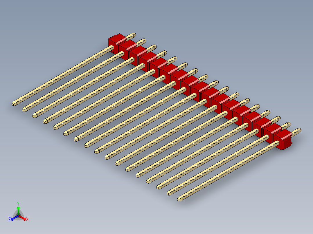 彩色公头100mil（2.54mm）系列-DS1021_red_1x17p_100mil_Type43_rev1.0正等轴测图