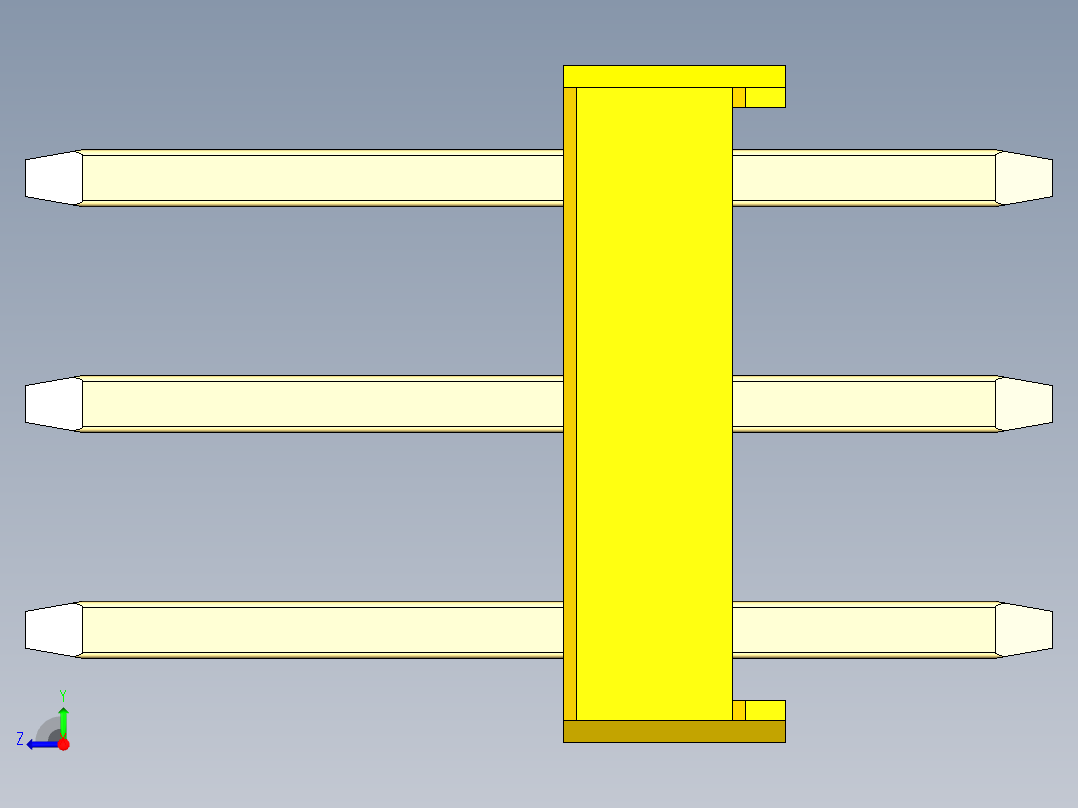 彩色公头100mil（2.54mm）系列-DS1021_yellow_3x24p_100mil_Type1_rev1.0右视图