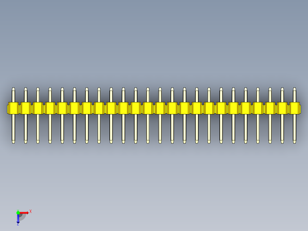 彩色公头100mil（2.54mm）系列-DS1021_yellow_3x24p_100mil_Type1_rev1.0俯视图
