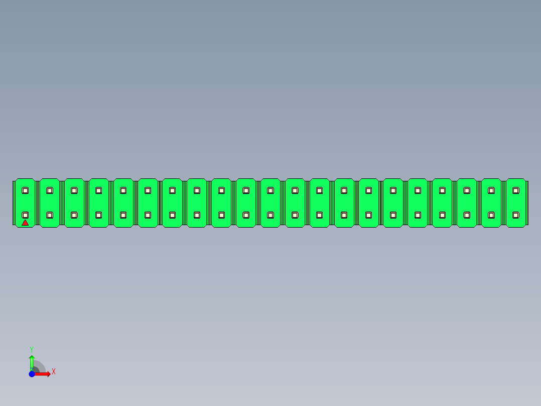 彩色公头100mil（2.54mm）系列-DS1021_green_2x21p_100mil_Type5_rev1.0前视图
