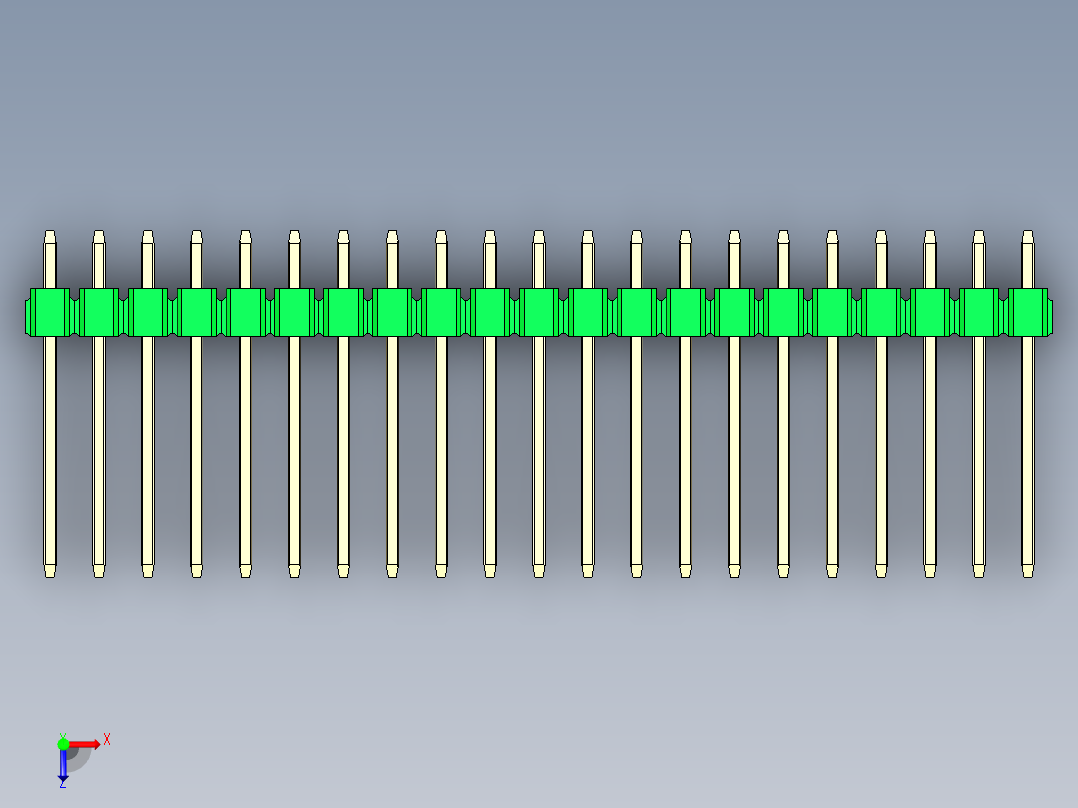 彩色公头100mil（2.54mm）系列-DS1021_green_2x21p_100mil_Type5_rev1.0俯视图