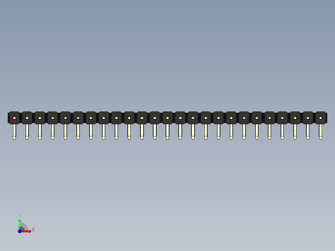 彩色公排针 100mil 2.54mm 系列-DS1022_black_1x25p_100mil_TypeD_rev1.0前视图