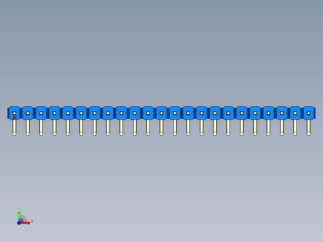 彩色公排针 100mil 2.54mm 系列-DS1022_blue_1x23p_100mil_TypeD_rev1.0前视图
