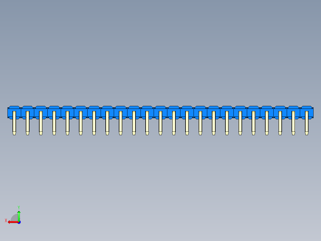 彩色公排针 100mil 2.54mm 系列-DS1022_blue_1x23p_100mil_TypeD_rev1.0后视图