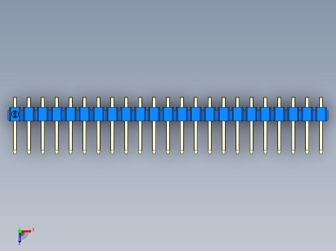 彩色公排针 100mil 2.54mm 系列-DS1022_blue_1x23p_100mil_TypeD_rev1.0俯视图