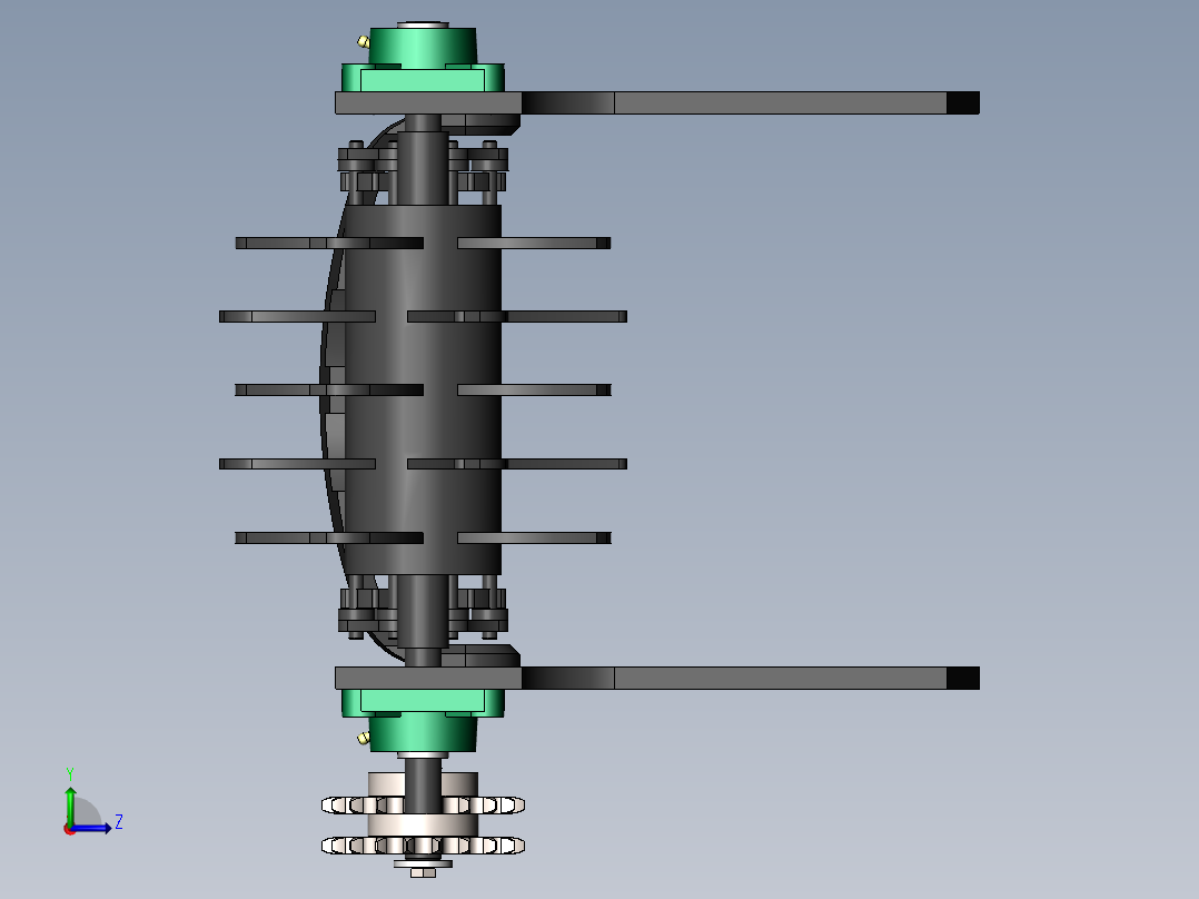一种用于大葱收获的挖掘装置三维sw模型左视图