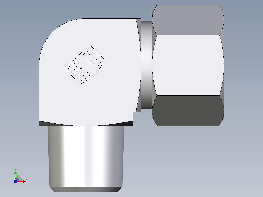 卡套式工业通用硬管接头EO_Male_stud_elbow_WE12LLRCF前视图