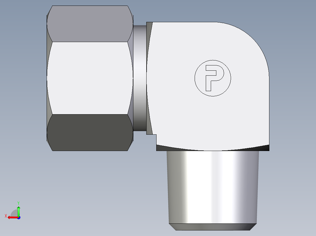 卡套式工业通用硬管接头EO_Male_stud_elbow_WE12LLRCF后视图
