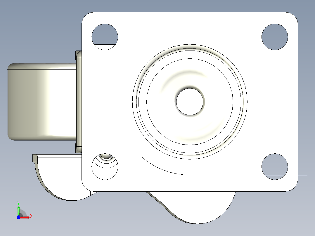 輕荷重腳輪(400N)5581-3D多系列多零件图纸模型前视图