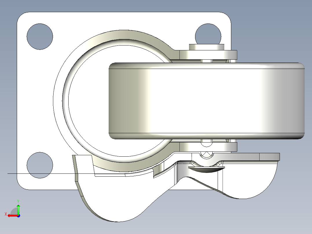 輕荷重腳輪(400N)5581-3D多系列多零件图纸模型后视图