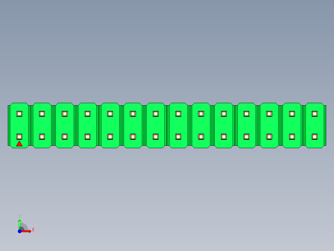 彩色公头100mil（2.54mm）系列-DS1021_green_2x14p_100mil_Type1_rev1.0前视图