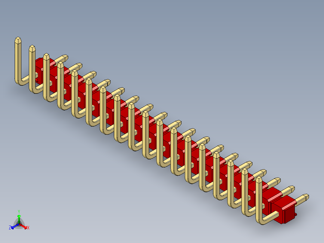 彩色公排针 100mil 2.54mm 系列-DS1022_red_18p_100mil_TypeU_rev1.0