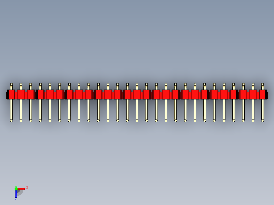 彩色公排针 100mil 2.54mm 系列-DS1022_red_54p_100mil_TypeSMT_rev1.0俯视图