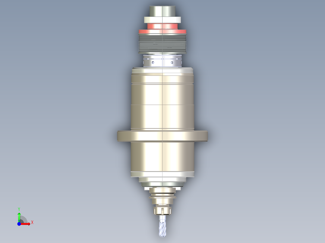 数控机床主轴3d图纸+5张cad带式传动加工中心 数控主轴机构3d模型前视图