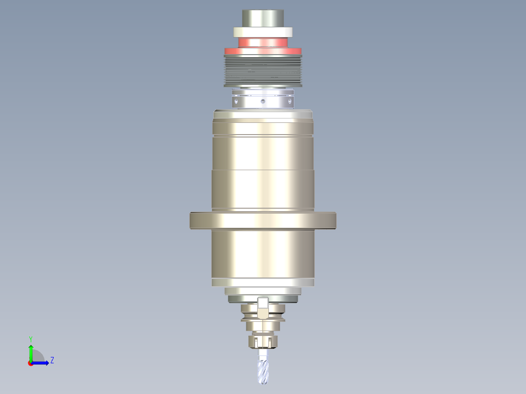 数控机床主轴3d图纸+5张cad带式传动加工中心 数控主轴机构3d模型左视图