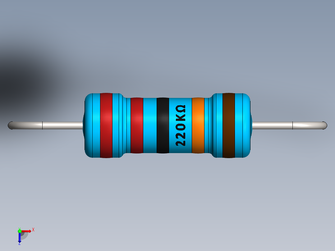 电容器 二极管 电阻器-Resistor 220K Ohm 1 Watt俯视图