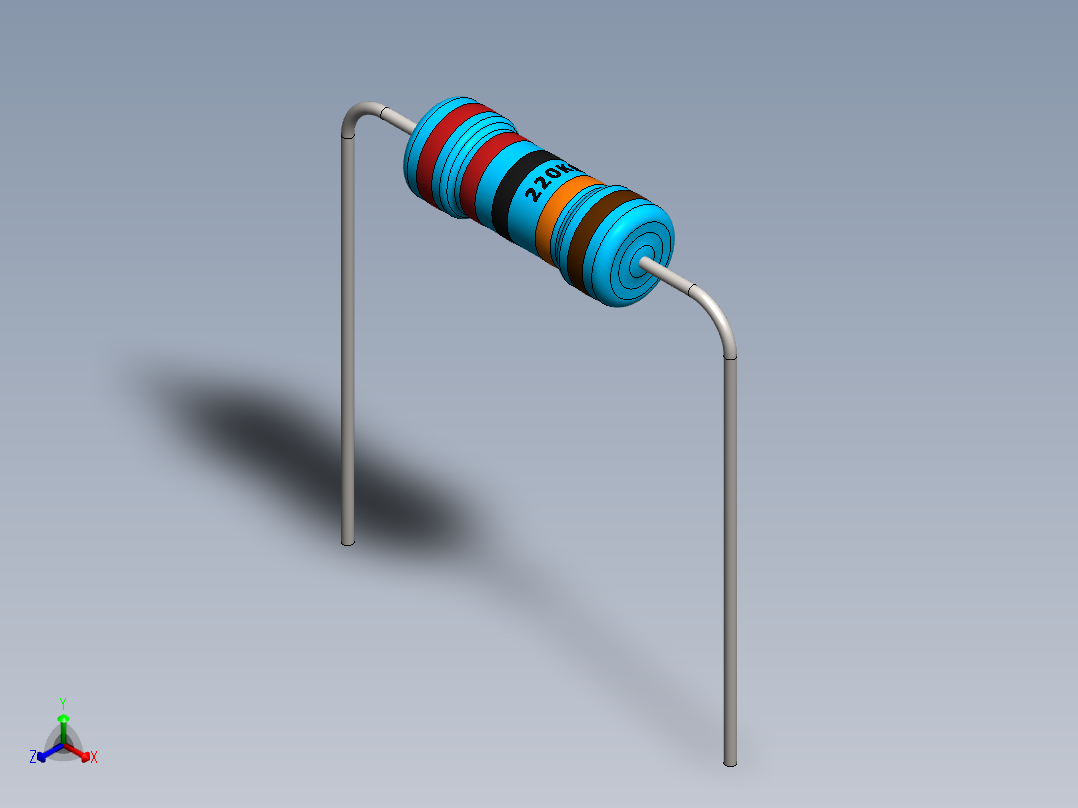 电容器 二极管 电阻器-Resistor 220K Ohm 1 Watt正等轴测图