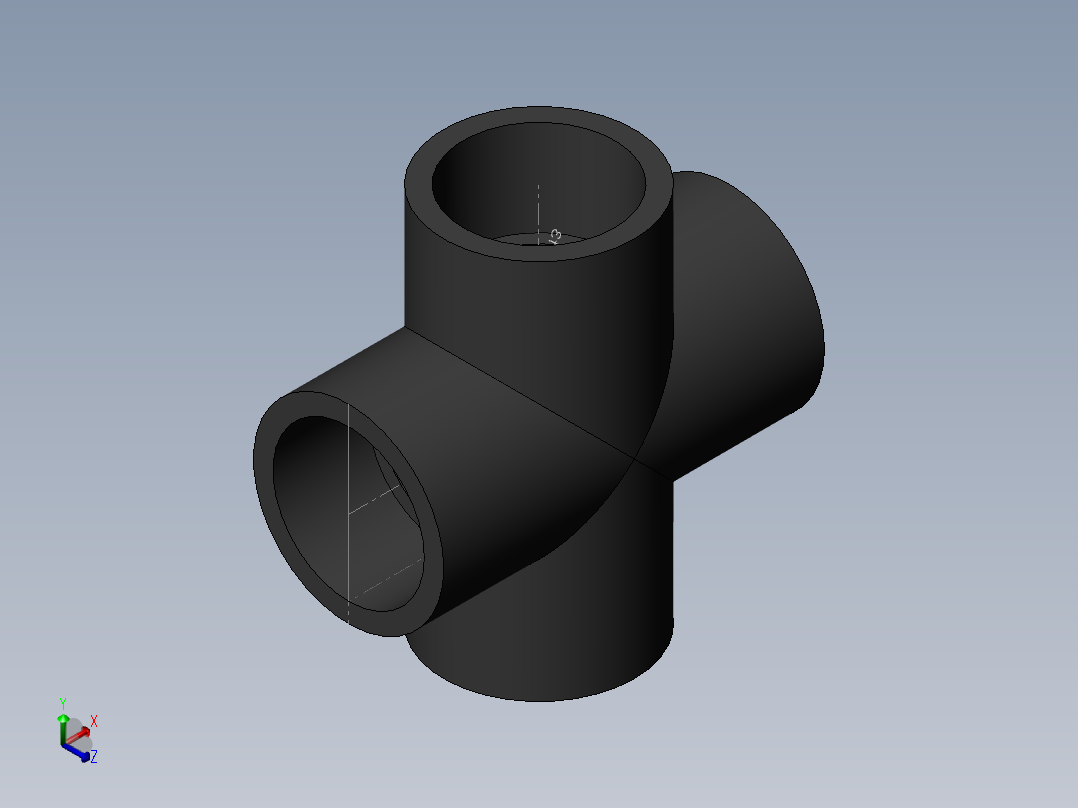 PVC管件-2in Cross正等轴测图