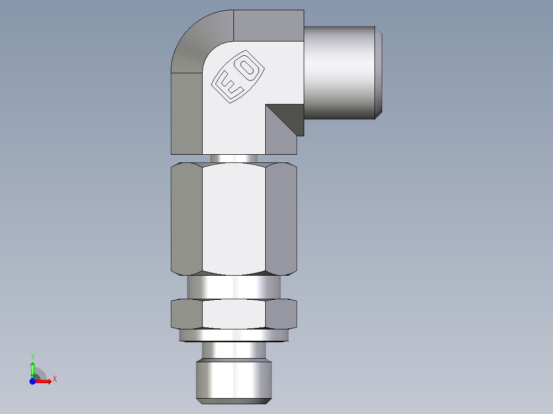 卡套式工业通用硬管接头EO_Assembled_adjustable_standpipe_elbow_EVW06LROMD71前视图