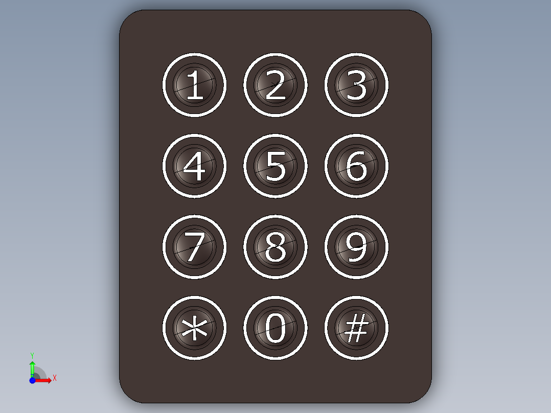 基于 PCB 的薄膜键盘前视图