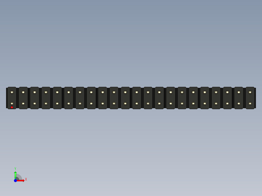 彩色公头100mil（2.54mm）系列-DS1021_black_2x22p_100mil_Type5_rev1.0前视图