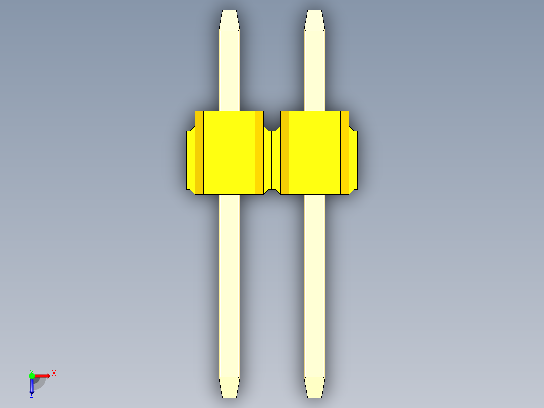 彩色公头100mil（2.54mm）系列-DS1021_yellow_3x02p_100mil_Type1_rev1.0俯视图