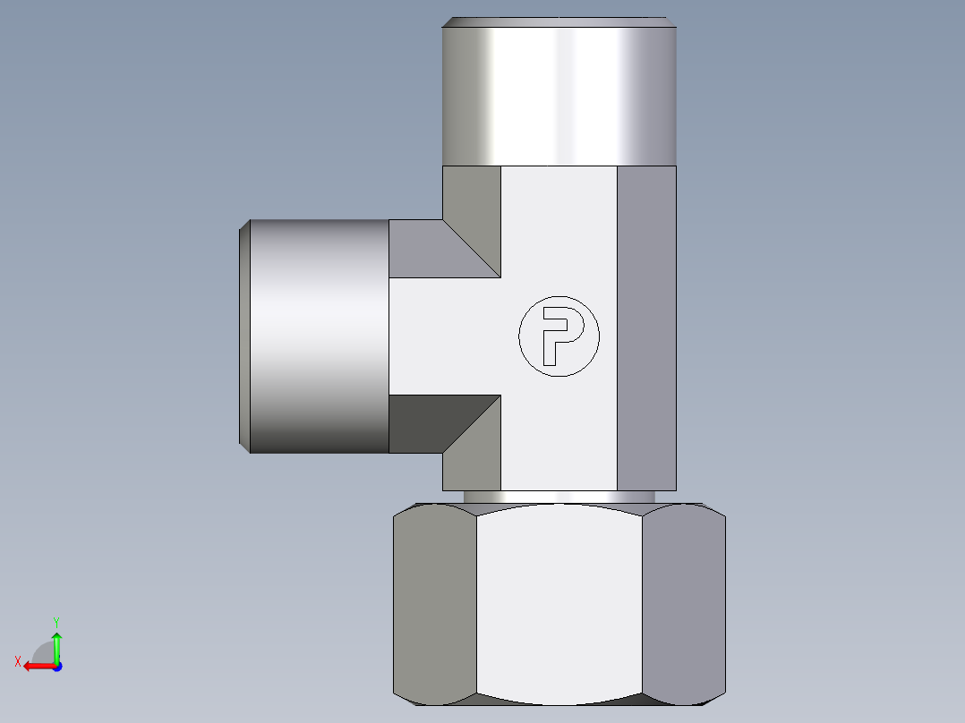卡套式工业通用硬管接头EO_Swivel_nut_run_tee_EL14SOMD71后视图