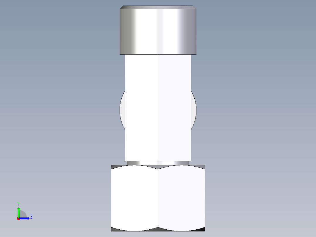 卡套式工业通用硬管接头EO_Swivel_nut_run_tee_EL14SOMD71左视图