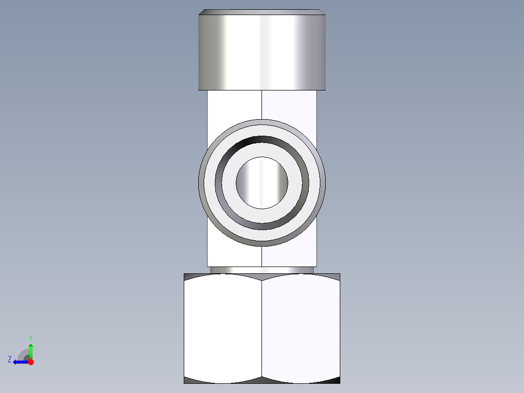 卡套式工业通用硬管接头EO_Swivel_nut_run_tee_EL14SOMD71右视图