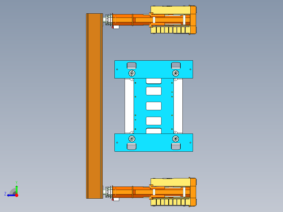 带龙门系统的举升压力机右视图