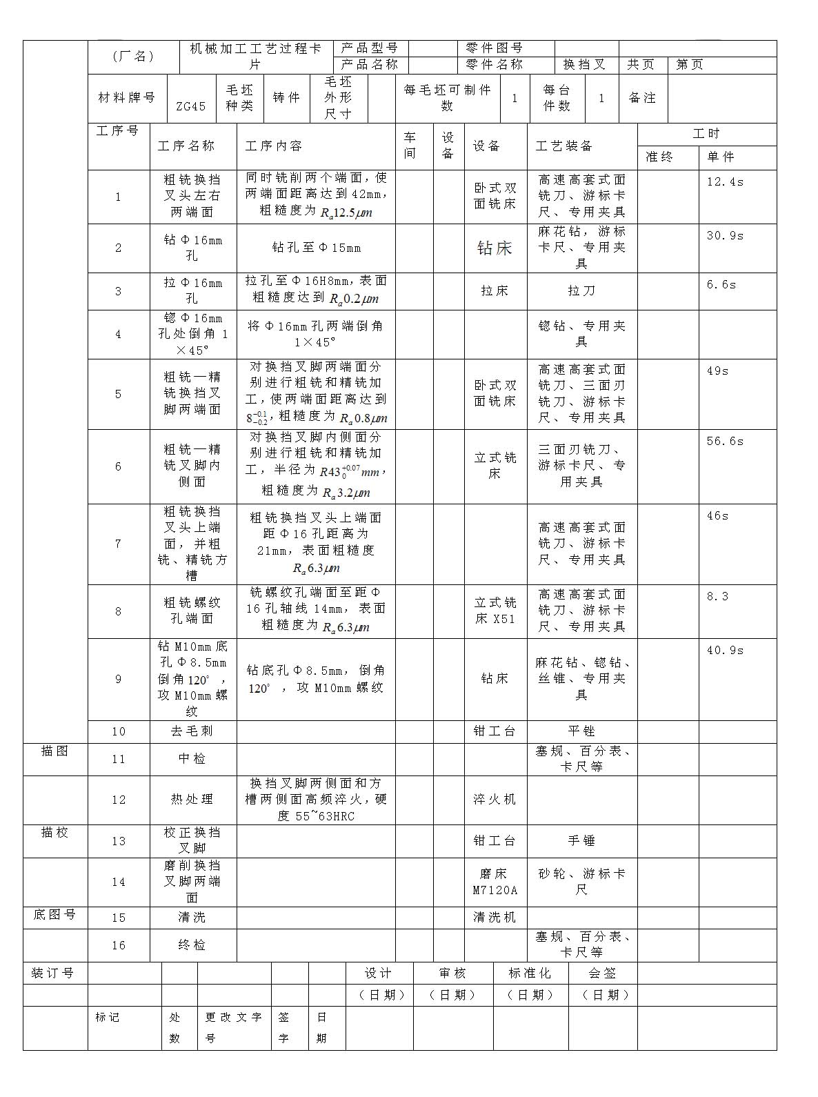 换挡叉加工工艺及铣槽14mm夹具设计【CAD图纸和说明书】