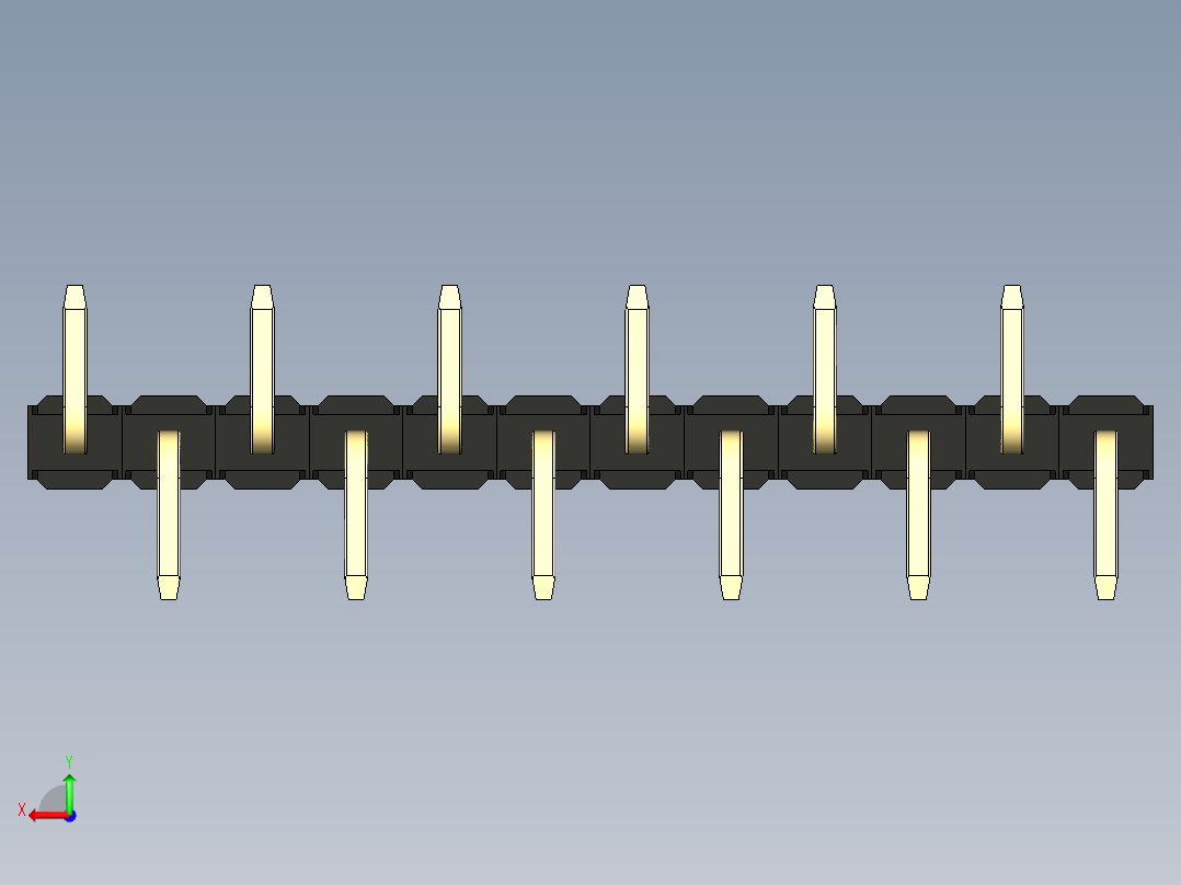 彩色公排针 100mil 2.54mm 系列-DS1022_black_12p_100mil_Type_SMT_R2_rev1.0后视图