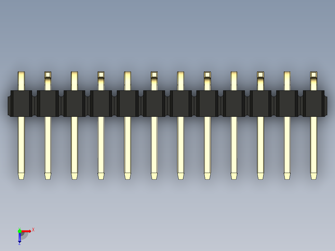 彩色公排针 100mil 2.54mm 系列-DS1022_black_12p_100mil_Type_SMT_R2_rev1.0俯视图