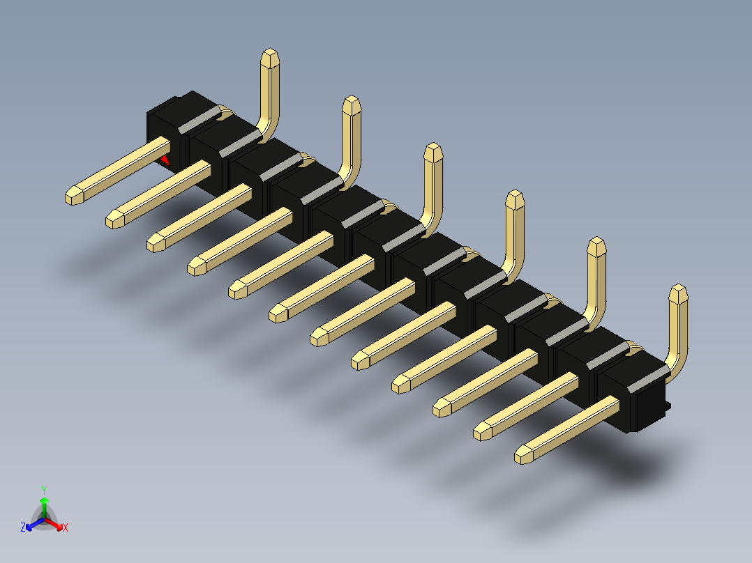 彩色公排针 100mil 2.54mm 系列-DS1022_black_12p_100mil_Type_SMT_R2_rev1.0正等轴测图