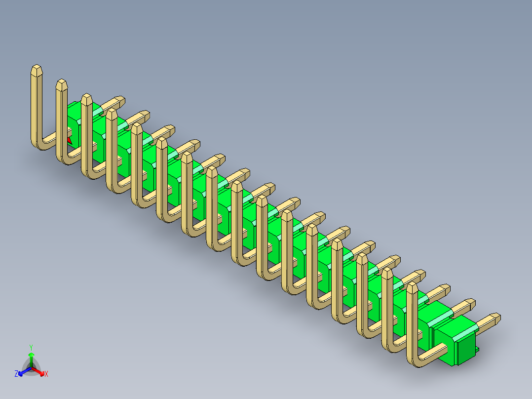 彩色公排针 100mil 2.54mm 系列-DS1022_green_16p_100mil_TypeU_rev1.0